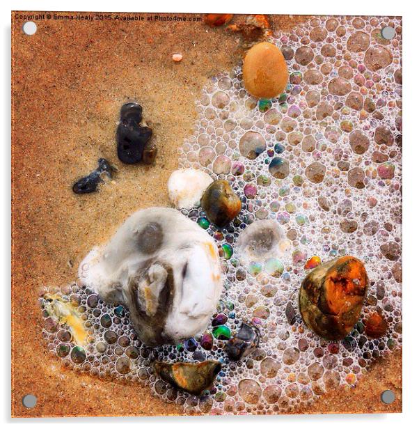  Pebbles and sea foam bubbles Acrylic by Emma Healy
