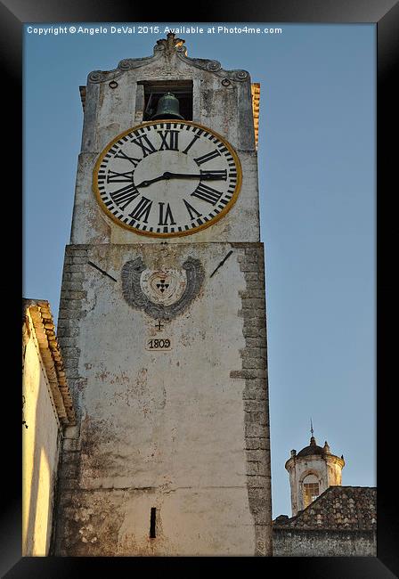 Old Church Clock Tower  Framed Print by Angelo DeVal