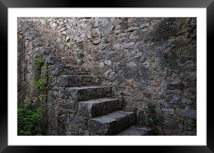 Medieval Wall Stairs Framed Mounted Print by Angelo DeVal