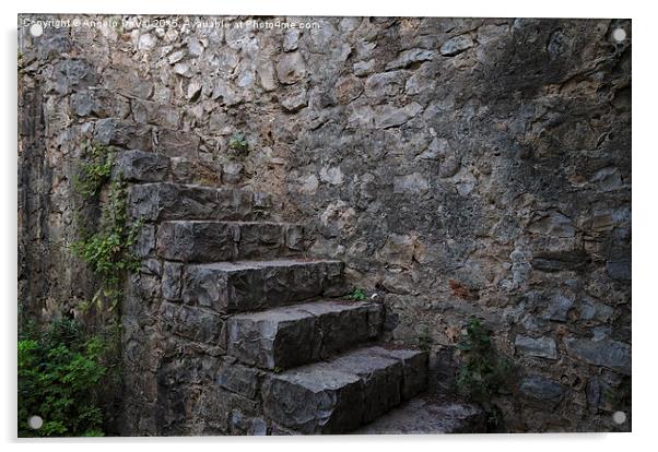 Medieval Wall Stairs Acrylic by Angelo DeVal