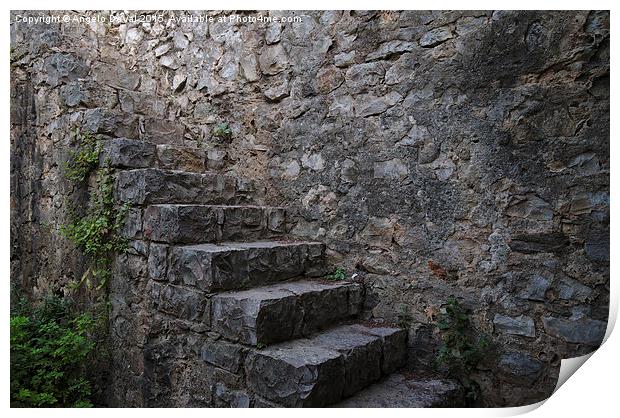 Medieval Wall Stairs Print by Angelo DeVal