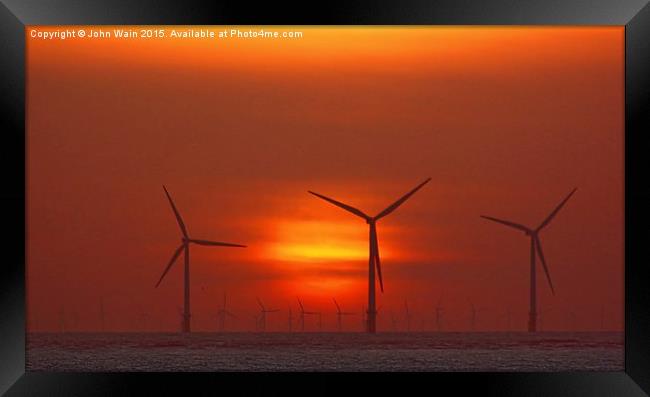 Wind Farm at Sunset Framed Print by John Wain