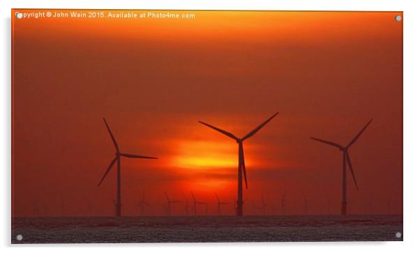 Wind Farm at Sunset Acrylic by John Wain