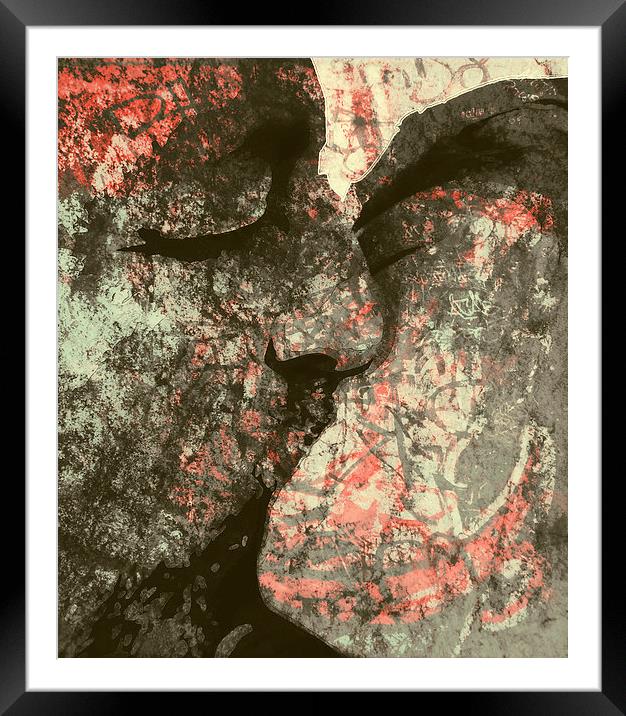  Graffiti Kiss Gray Framed Mounted Print by Florin Birjoveanu