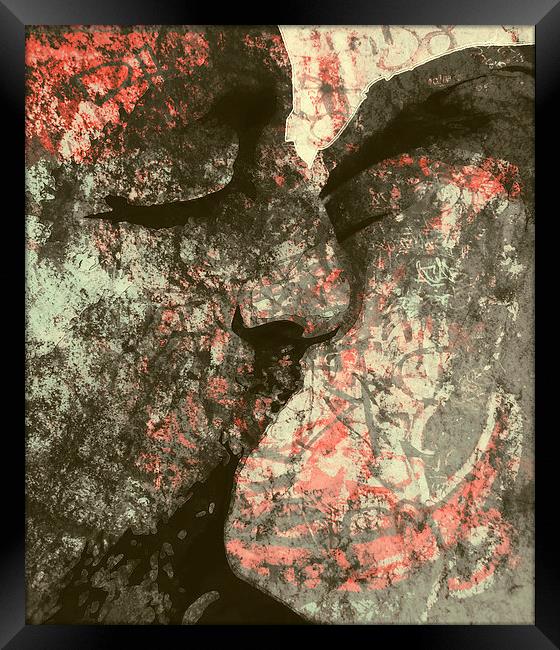  Graffiti Kiss Gray Framed Print by Florin Birjoveanu