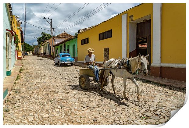 Trinidad City - horse and cart Print by Gail Johnson