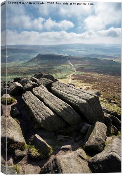  Carl Wark from Higger Tor, Derbyshire, England Canvas Print by Andrew Kearton