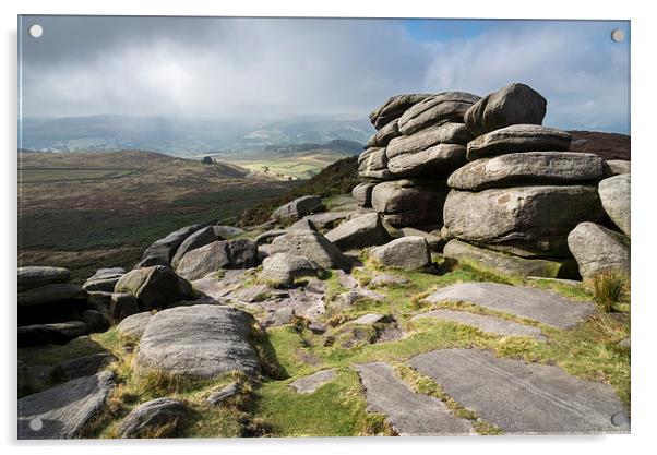  View from Higger Tor, Peak District, Derbyshire Acrylic by Andrew Kearton