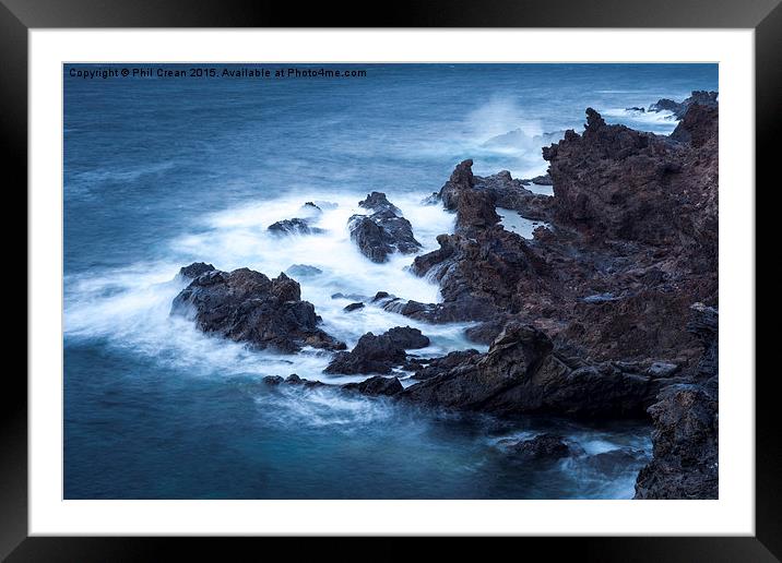  Atlantic ocean hits land on jagged rocks, Tenerif Framed Mounted Print by Phil Crean