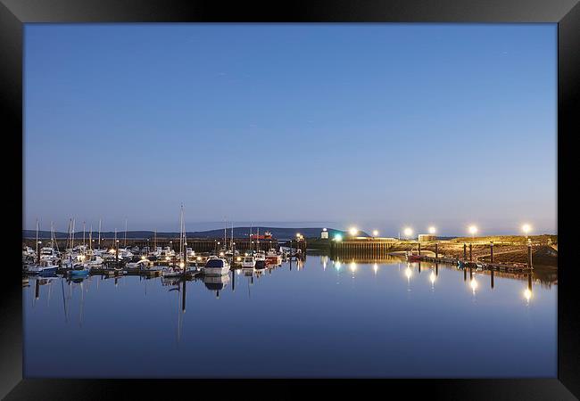 Burry Port harbour and lighthouse at night. Wales, Framed Print by Liam Grant