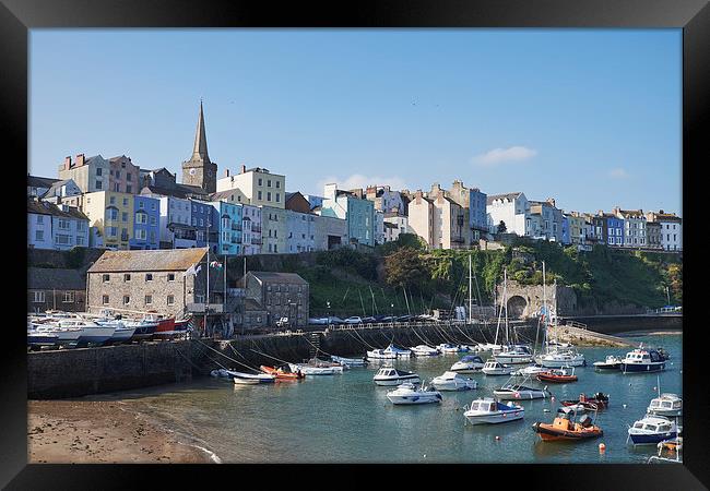 Boats in Tenby Harbour. Wales, UK. Framed Print by Liam Grant