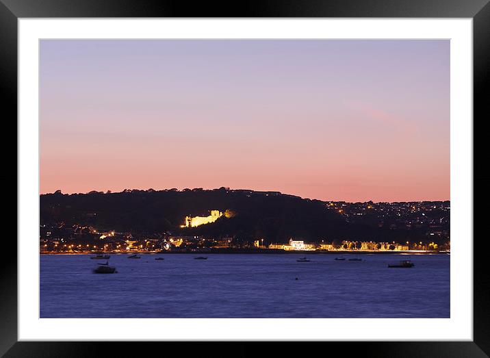 Oystermouth Castle at twilight. Wales, UK. Framed Mounted Print by Liam Grant