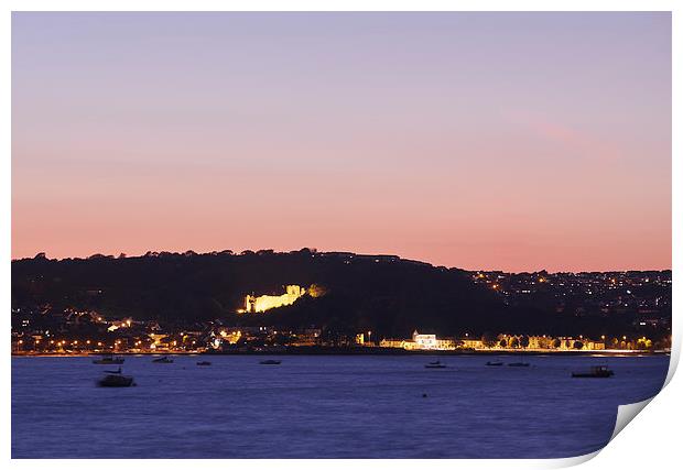 Oystermouth Castle at twilight. Wales, UK. Print by Liam Grant