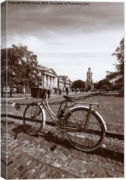 Student transport, bicycle in Trinity College Dubl Canvas Print by Phil Crean