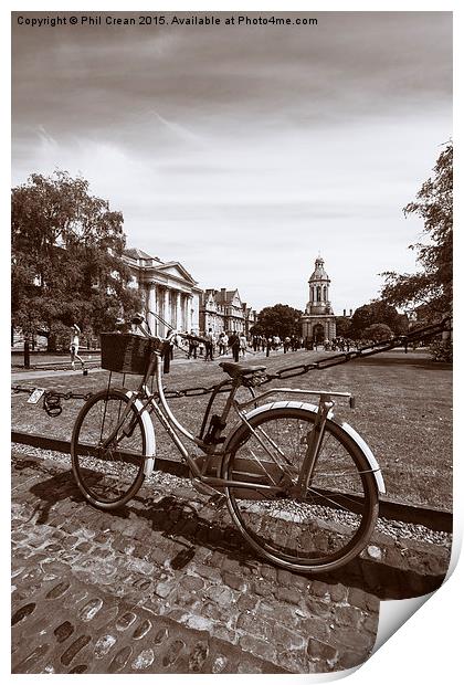Student transport, bicycle in Trinity College Dubl Print by Phil Crean