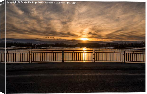 Sunset over lake Tjormin Canvas Print by Beata Aldridge