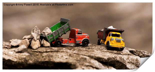  Dumper trucks at work Print by Amy Powell