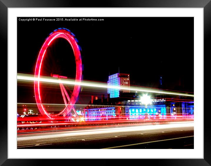  London Eye at night .  Framed Mounted Print by Paul Fouracre