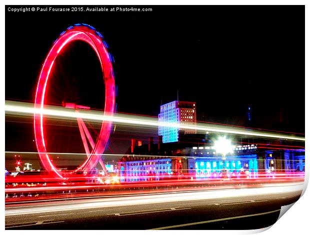  London Eye at night .  Print by Paul Fouracre