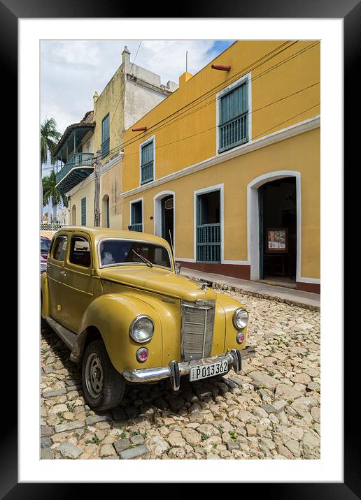 Trinidad City Cuba - Classic car Framed Mounted Print by Gail Johnson