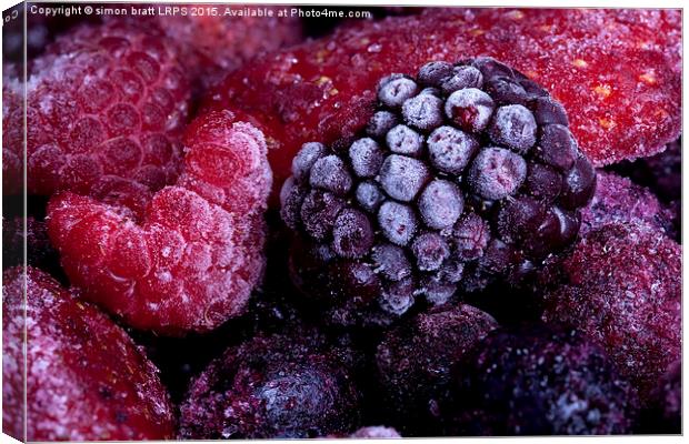 Frozen summer fruits macro Canvas Print by Simon Bratt LRPS