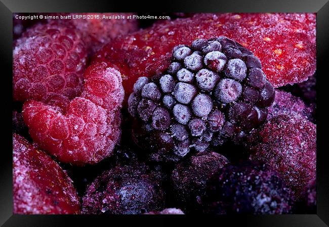 Frozen summer fruits macro Framed Print by Simon Bratt LRPS