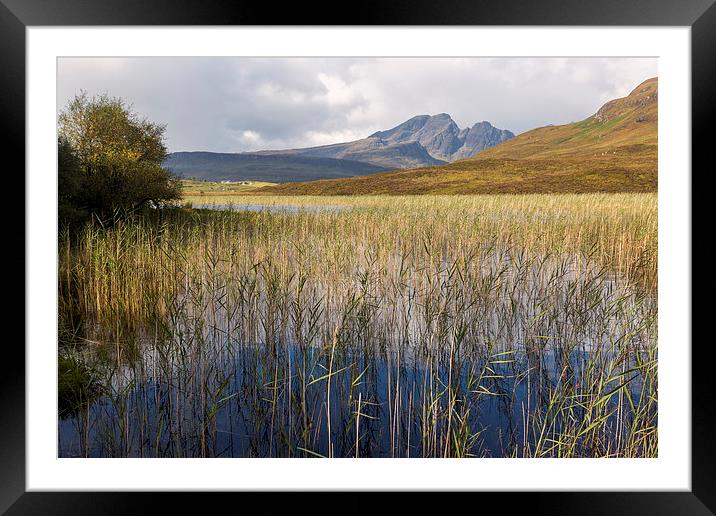 Blaven and the Reeds of Loch Cill Chriosd Framed Mounted Print by Derek Beattie