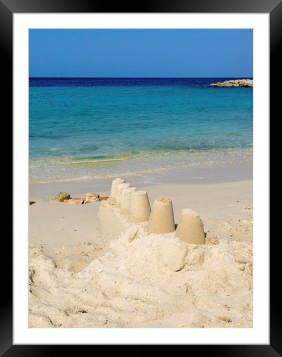 Curacao beach sandcastle Framed Mounted Print by Gail Johnson
