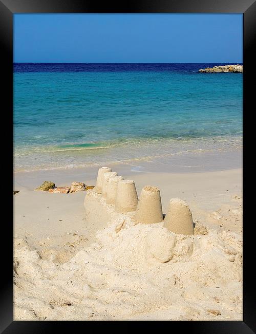 Curacao beach sandcastle Framed Print by Gail Johnson