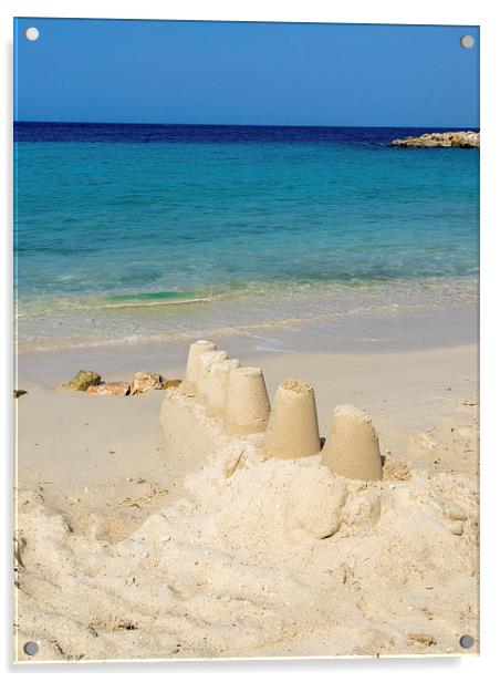 Curacao beach sandcastle Acrylic by Gail Johnson