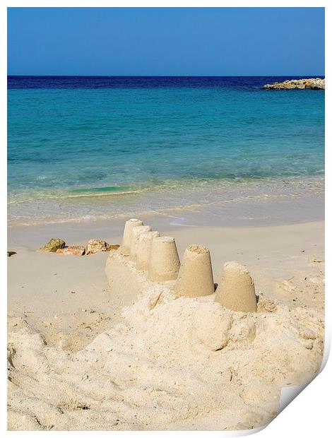 Curacao beach sandcastle Print by Gail Johnson