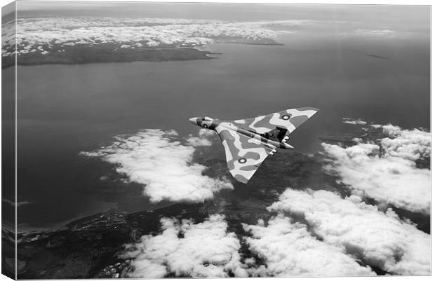 Vulcan over South Wales black and white version Canvas Print by Gary Eason