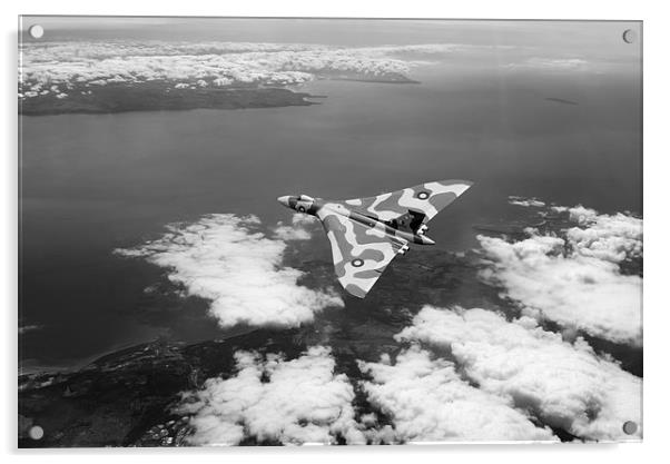 Vulcan over South Wales black and white version Acrylic by Gary Eason