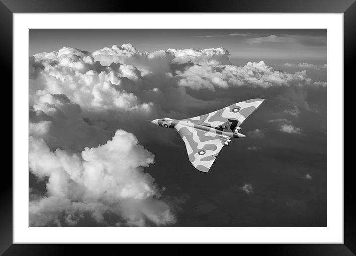 Vulcan catching the light black and white version Framed Mounted Print by Gary Eason