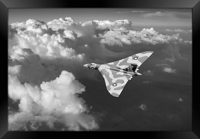 Vulcan catching the light black and white version Framed Print by Gary Eason