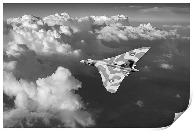 Vulcan catching the light black and white version Print by Gary Eason