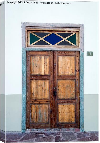  Old Spanish door, Tenerife Canvas Print by Phil Crean