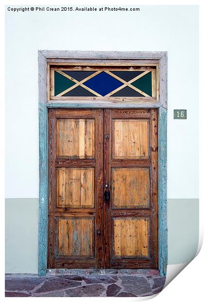  Old Spanish door, Tenerife Print by Phil Crean