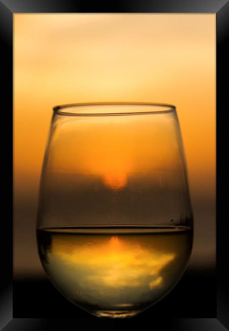  White Wine and sunset Framed Print by Gail Johnson