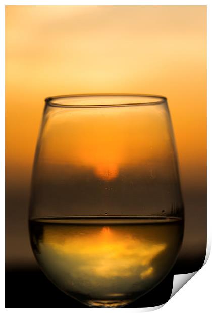  White Wine and sunset Print by Gail Johnson