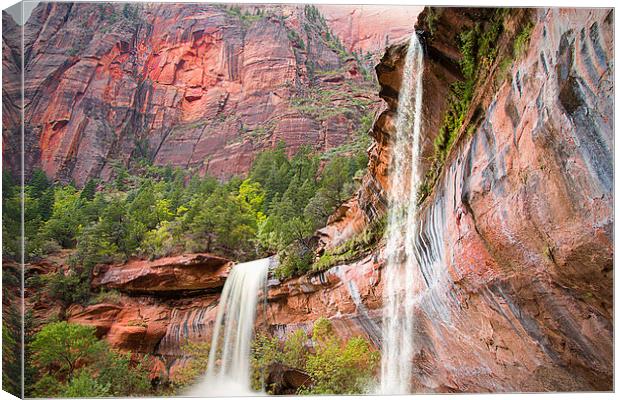  Waterfall at Emerald Pools Zion National Park Uta Canvas Print by paul lewis
