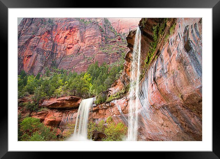  Waterfall at Emerald Pools Zion National Park Uta Framed Mounted Print by paul lewis