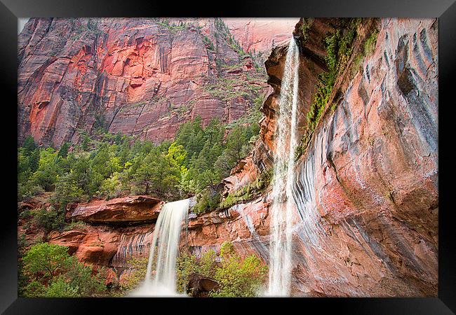  Waterfall at Emerald Pools Zion National Park Uta Framed Print by paul lewis