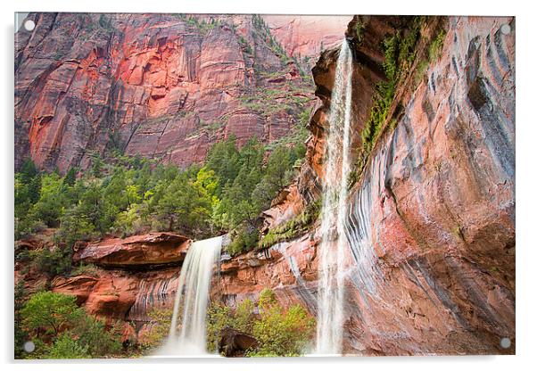  Waterfall at Emerald Pools Zion National Park Uta Acrylic by paul lewis