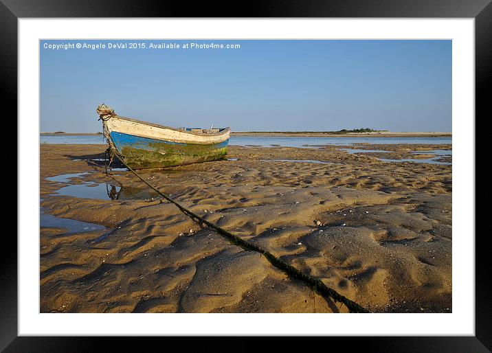 Old Fishing Boat and Low Tide  Framed Mounted Print by Angelo DeVal