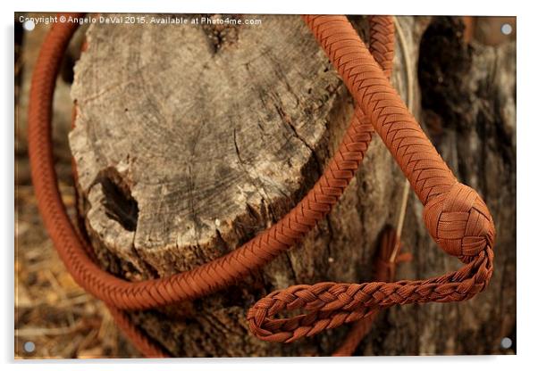 Brown Bullwhip around a tree trunk  Acrylic by Angelo DeVal