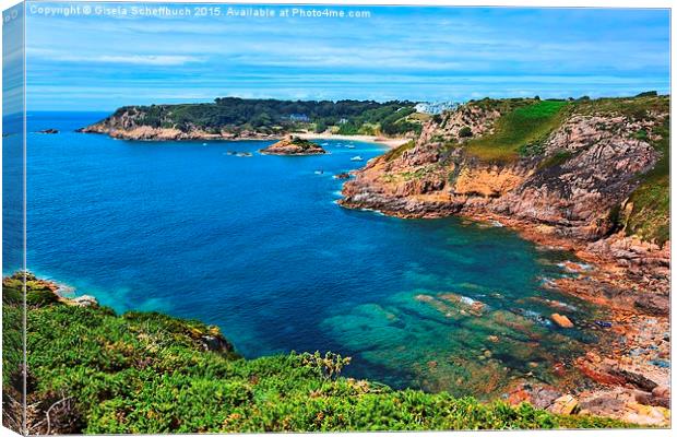  Portelet Bay Canvas Print by Gisela Scheffbuch