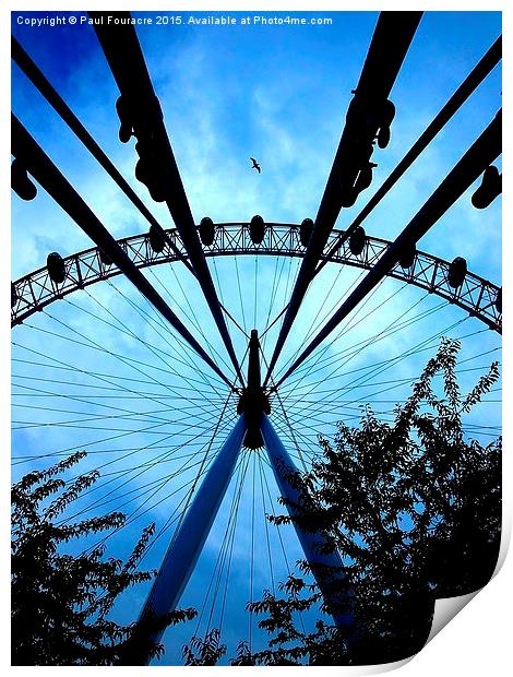  London Eye with bird flight Print by Paul Fouracre