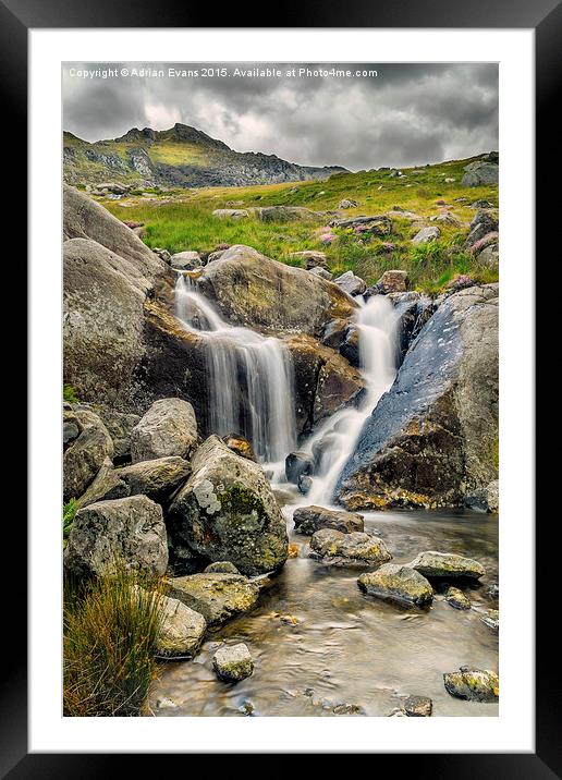 Nant Bochlwyd Waterfall Framed Mounted Print by Adrian Evans