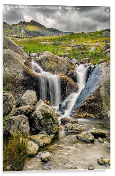 Nant Bochlwyd Waterfall Acrylic by Adrian Evans